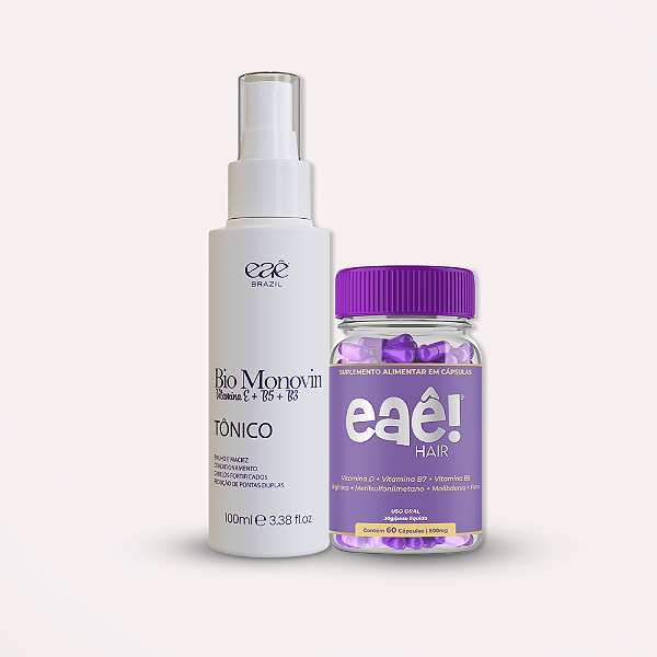 Kit Fortalecedor Capilar Eaê! - Tônico Bio Monovin + Capsulas Eaê Hair