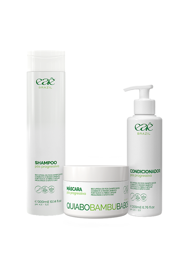 Kit Home Care Pós Progressiva - Quiabo, Bambu e Babosa  Eaê Brazil