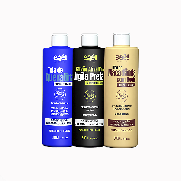 Kit 3 Shampoo Cronograma 500ml - Eaê Brazil