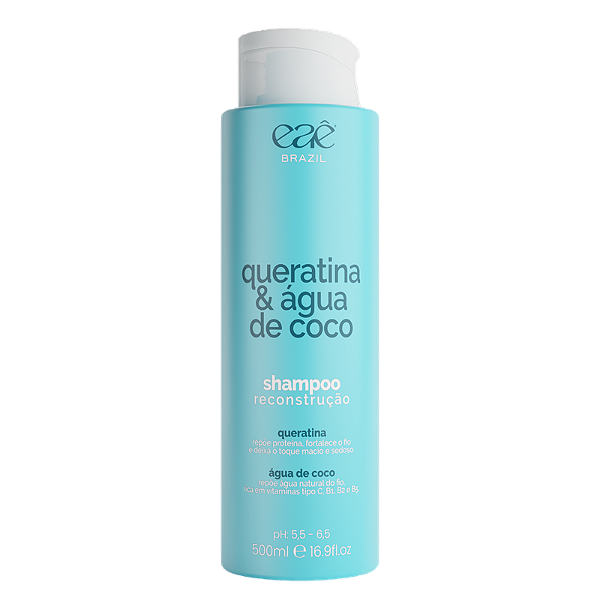 Shampoo Queratina & Água de Coco 500ml - Eaê Brazil