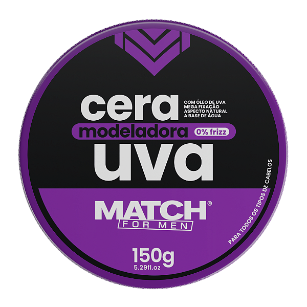 Pomada Cera Modeladora Uva 150g - Mega Fixação, 0% Frizz - Match for Men