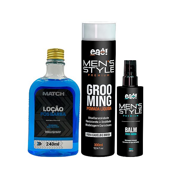 Combo Triplo Match For Men – Balm + Grooming + Loção Pós-Barba