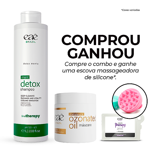 Kit Terapia Capilar - Shampoo Detox Mint, Capsulas Therapy e Máscara Ozonated Oil + Brinde