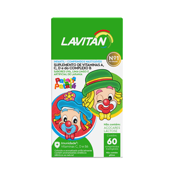 LAVITAN KIDS 60 COMPRIMIDOS UVA, LIMA-LIMÃO E LARANJA