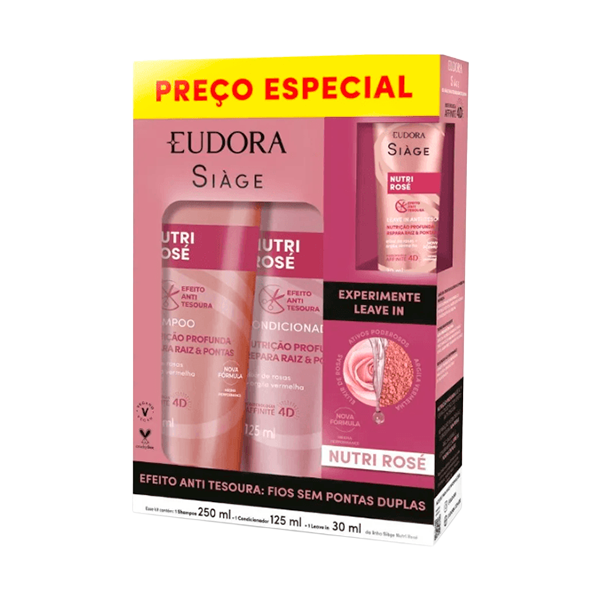 Eudora Siage Nutri Rose Kit Sh 250ml + Cond 125ml +Leave in 30ml