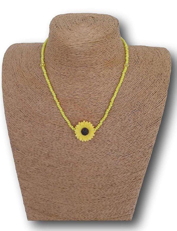 Colar Choker De Miçangas Cristais E Girasol Ref. 1085