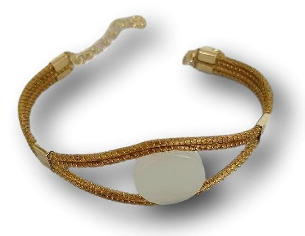 Pulseira De Capim Dourado Com Pedra Fluorescente Ref. 0512