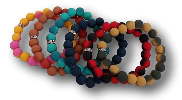 6 Pulseiras Com Contas Emborrachadas Tayday Ref. 1606