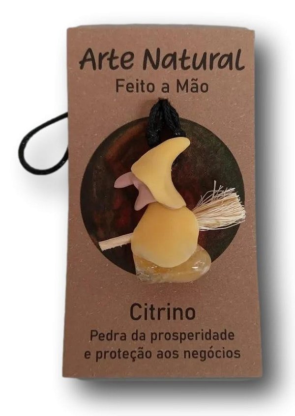 Colar Bruxinha Biscuit Com Pedra Natural Citrino Ref. 1635