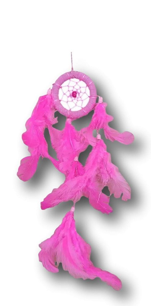 Filtro dos Sonhos Pequeno Rosa - Aro 4,5 cm, Comprimento 23 cm para Parabrisa de Carro