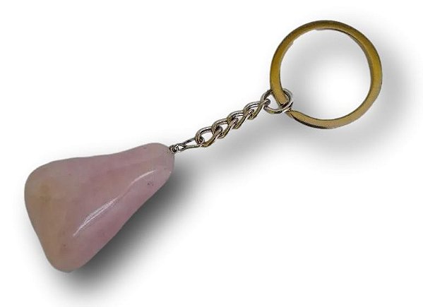 Chaveiro de Pedra Natural Quartzo Rosa - Elegância e Energia em suas Mãos