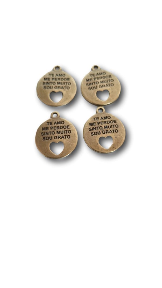 4 Pingente Medalha Hooponopono Ouro Velho Masculino Ref.2302