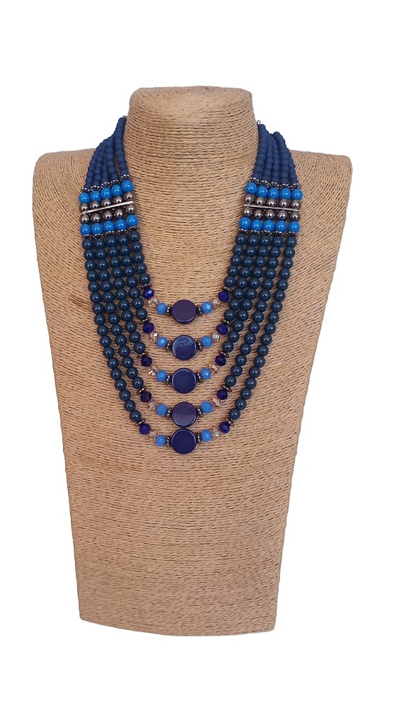 Maxi Colar Azul Com Pedraria e Cristais REF.2640