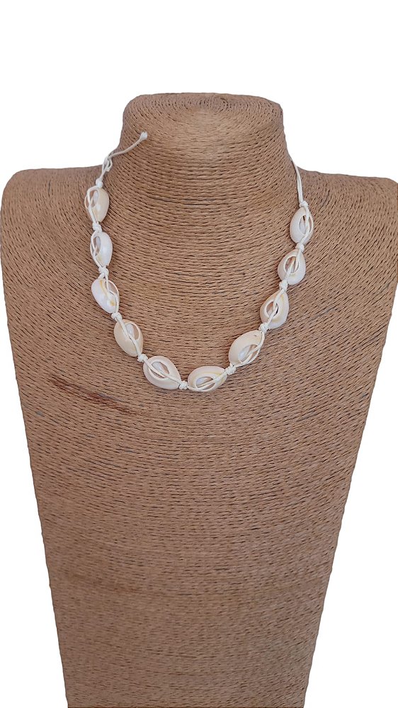 Colar Cordão Gargantilha Choker com Búzios Naturais - Moda Praia Artesanal