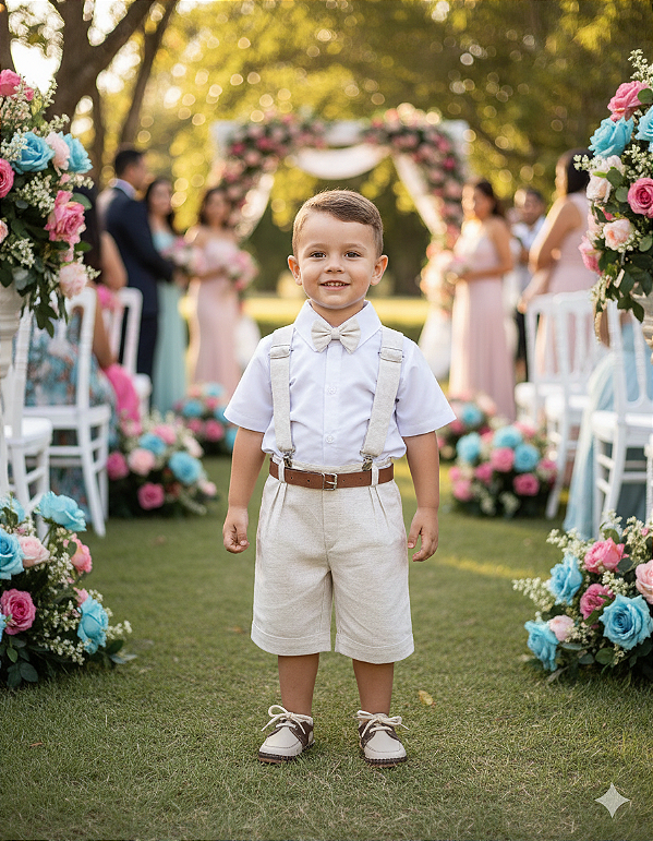 Conjunto Miss Cherry Social Linho Shorts Gustavo