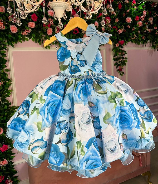 Vestido Bella Child Azul Florido