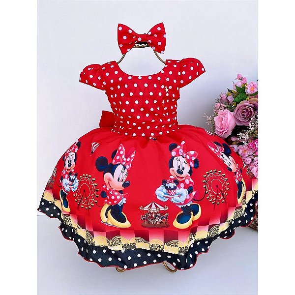 Vestido Infantil Temáticos Kids Minnie/Minie Vermelha