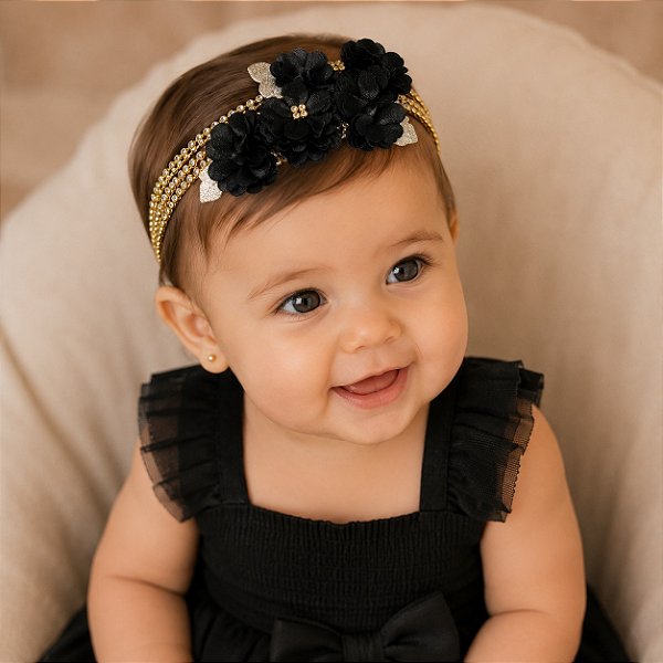 Faixa Belli Jardim Preto com Dourado