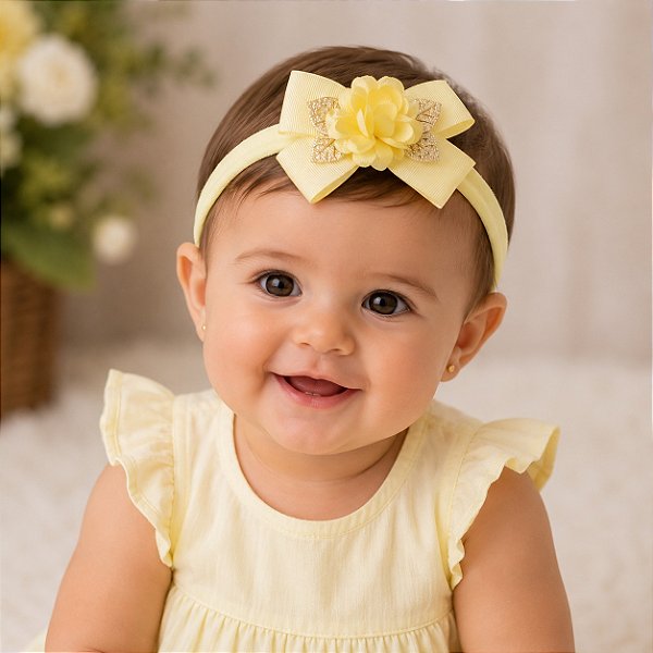 Faixa Belli Florzinha Amarelo Claro