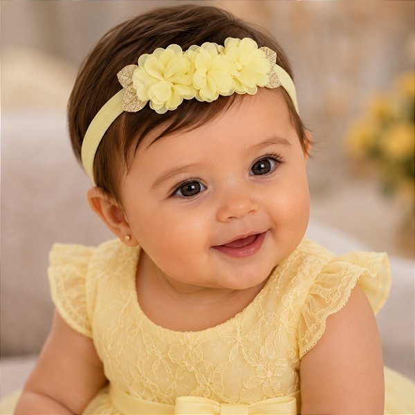 Faixa Belli Flores Amarelo Claro