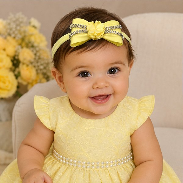 Faixa Belli Amarelo Claro Laço