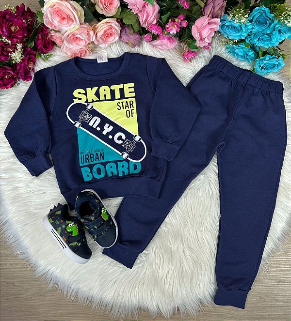 Conjunto Inverno Taita Kids Menino Skate Azul Royal