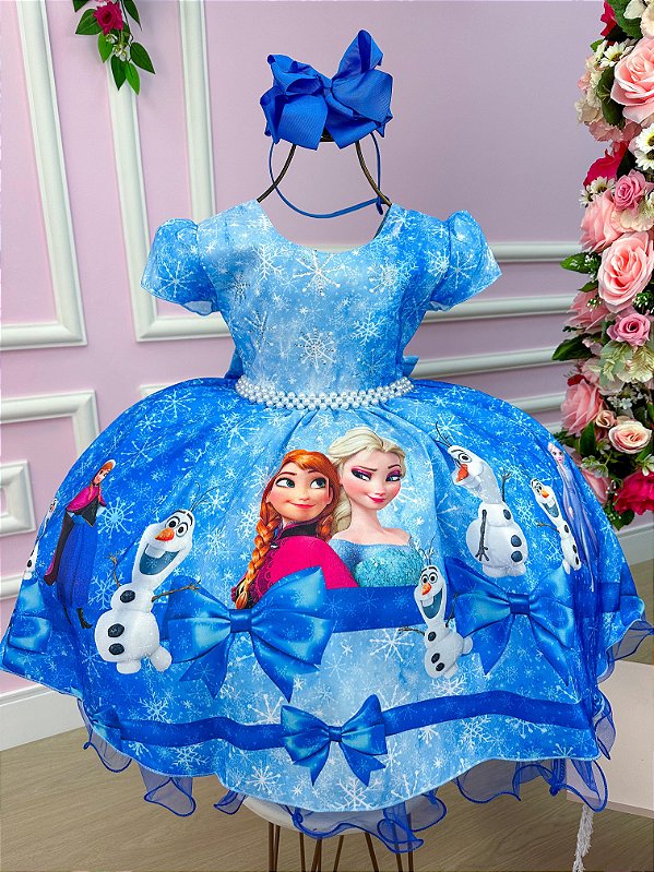 Vestido Infantil Temático da Gigi Frozen Azul