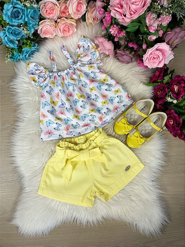 Conjunto Mimadine Borboletas Amarelo