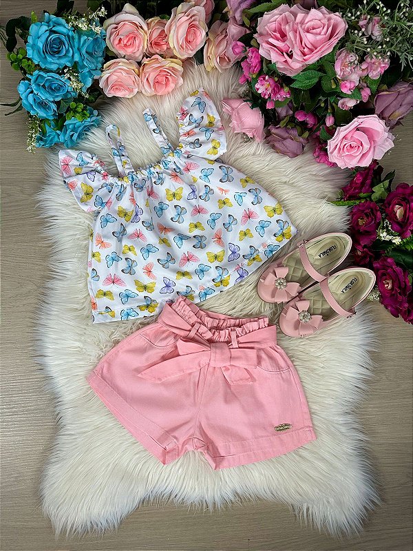 Conjunto Mimadine Borboletas Rosa