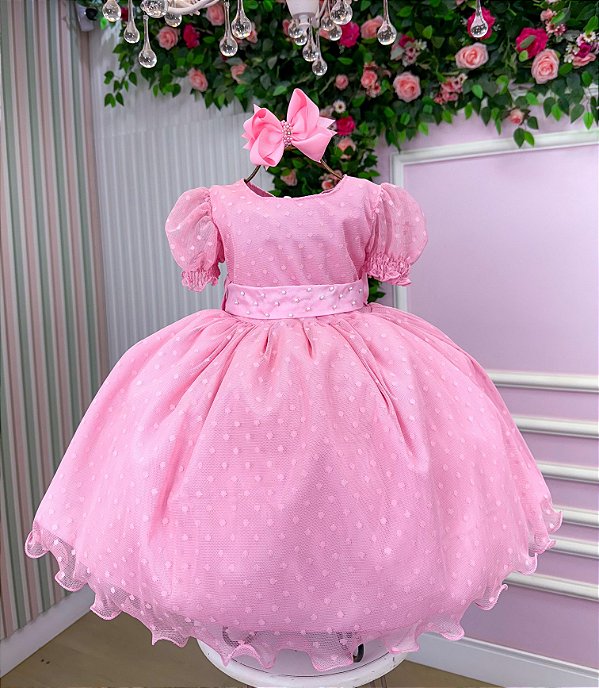 Vestido Marie Rosa Bebe Bolinhas