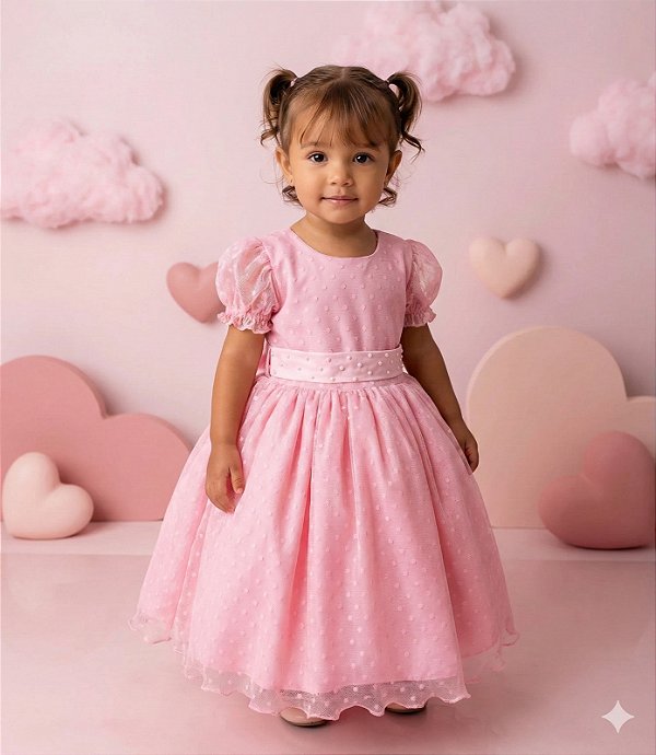 Vestido Marie Rosa Bebe Bolinhas