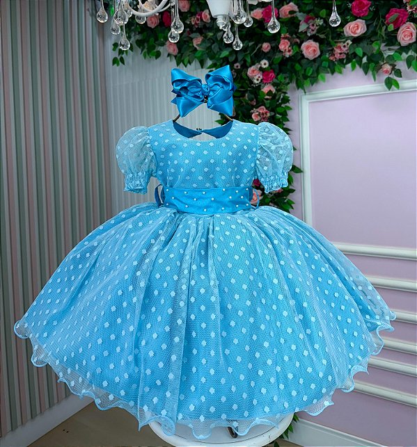 Vestido Marie Azul Tiffany Bolinhas