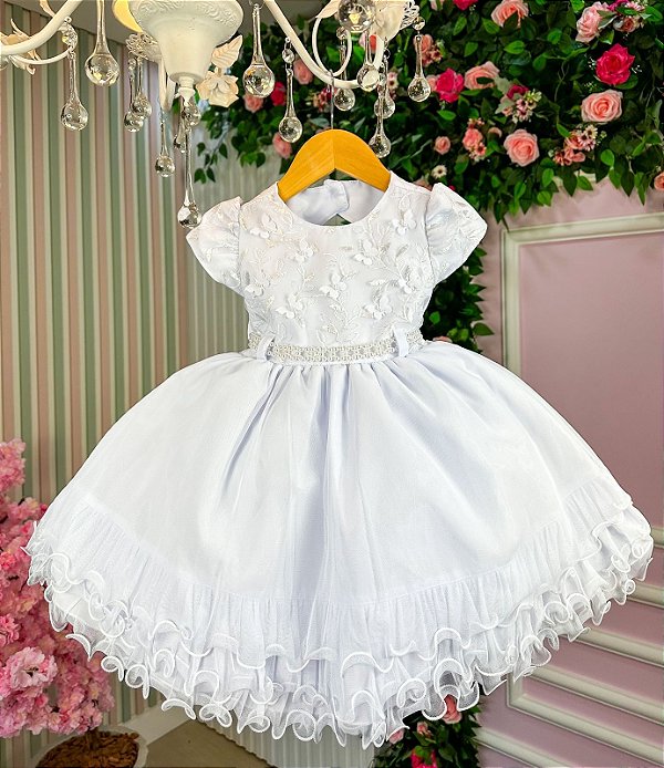 Vestido Menina Bonita Borboletas Branco