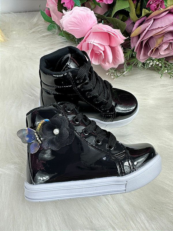 Tênis Bota D Milan Flores Preto