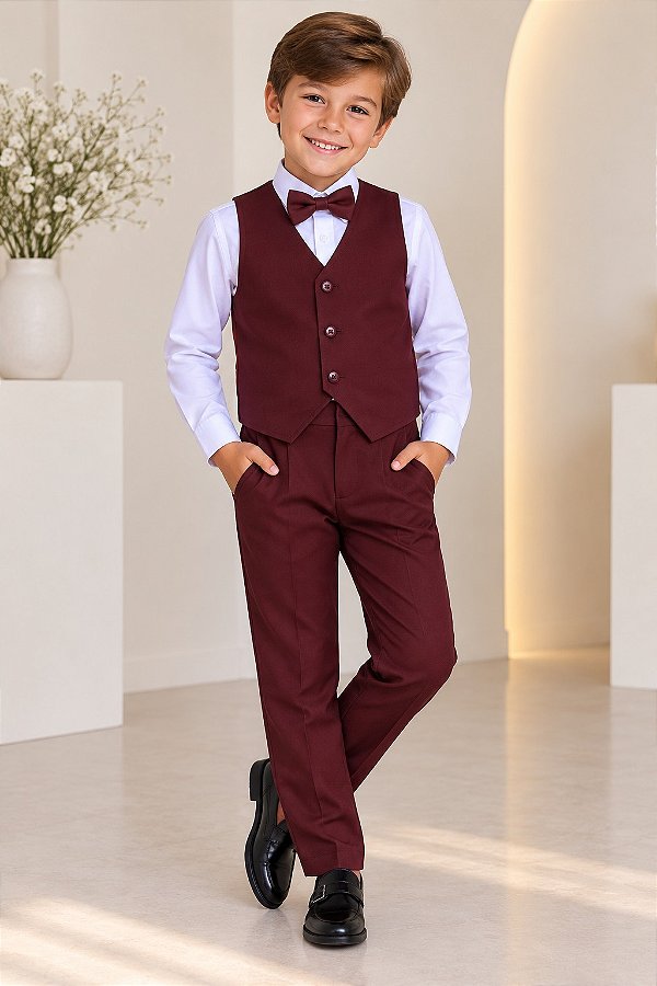 Conjunto Miss Cherry Social Leonardo Colete Marsala