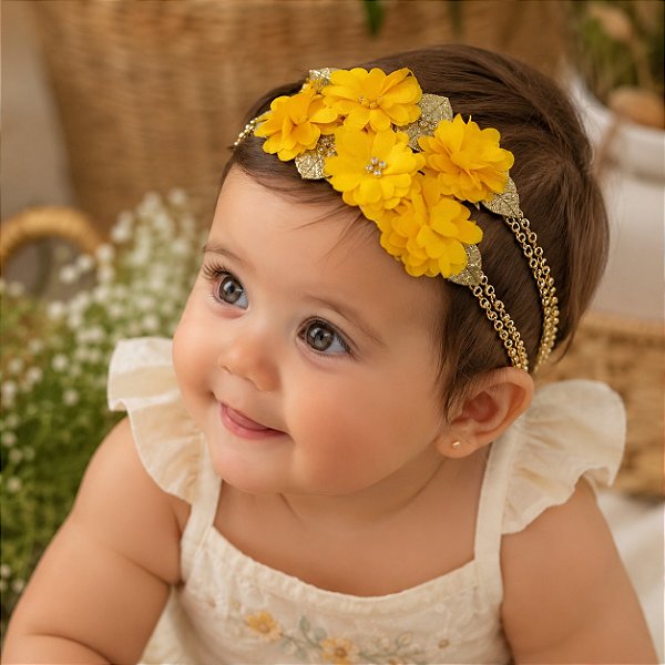 Faixa Belli Jardim Amarelo Com Dourado