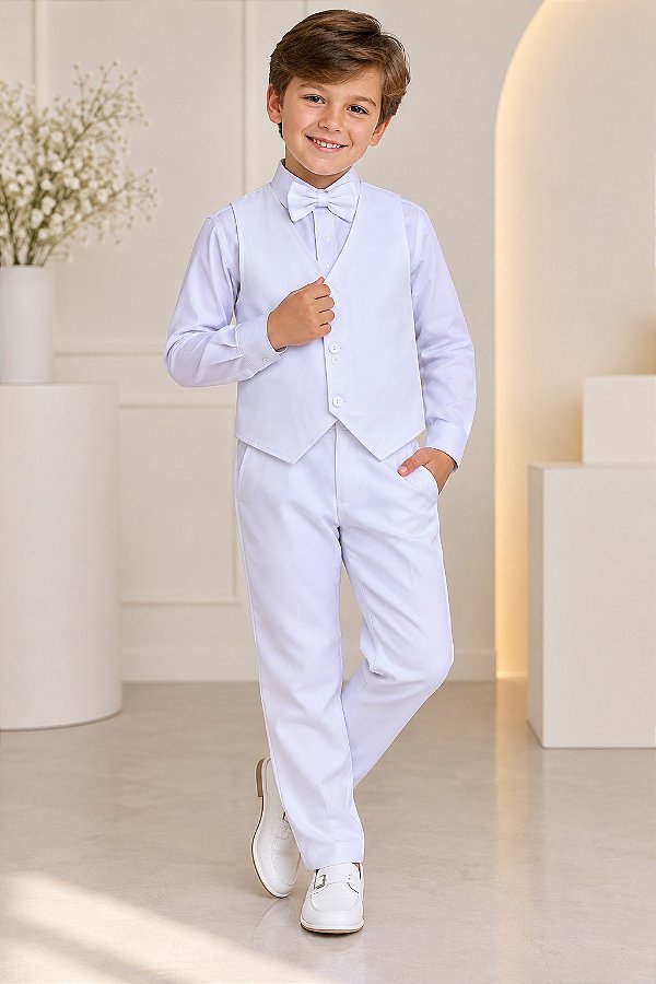 Conjunto Miss Cherry Social Leonardo Colete Branco