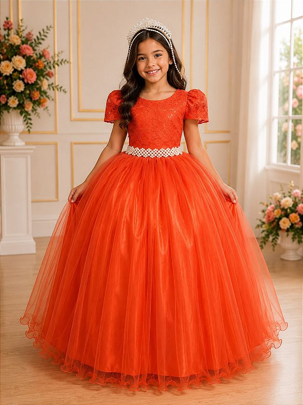 Vestido Enjoy Longo Laura Peito Rendado Terracota
