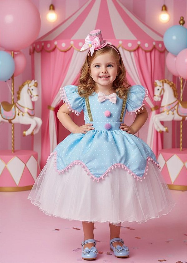 Vestido Princesa Belli Tematico Circo - Palhacinha