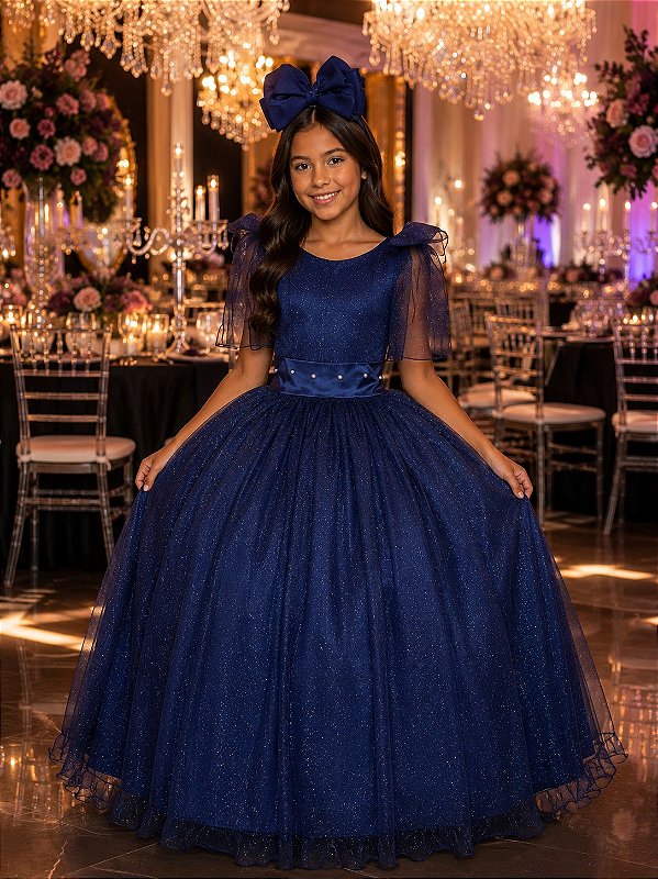 Vestido Marie Longo Mel Azul Petróleo