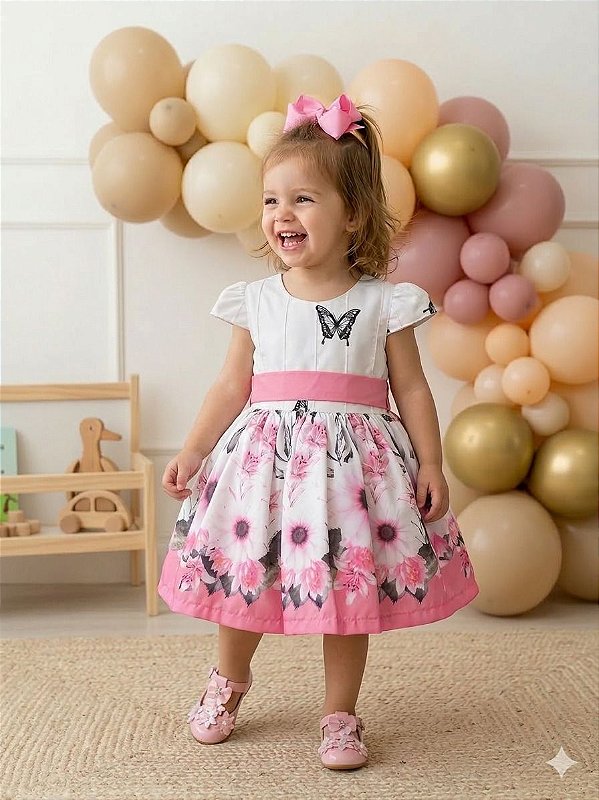 Vestido Marie Off Florido Rosa