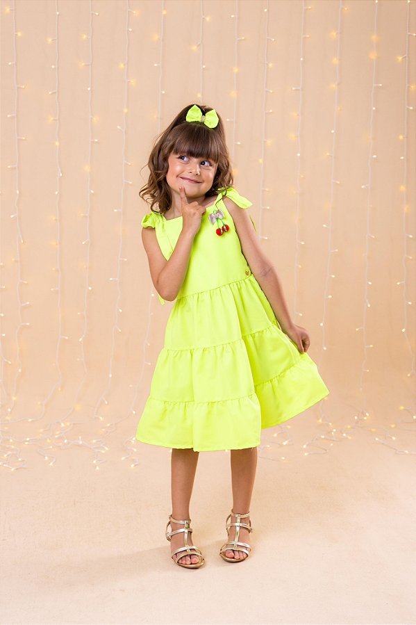 Vestido Blogueirinha Verde Neon Cerejinha