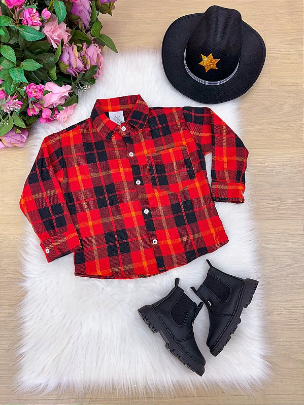 Camisa Xadrez Vermelha Flanela/Flanelada Junina Fernando