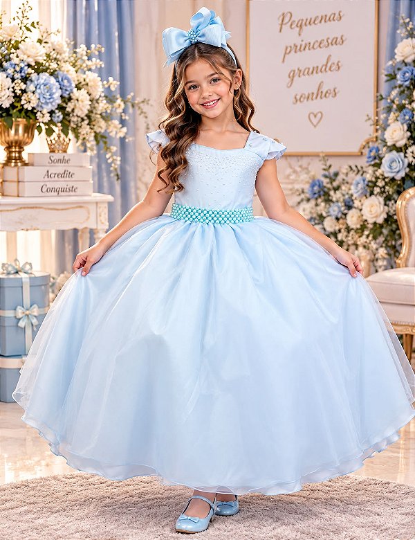 Vestido Giovanella/Giovanela Longo Valentina Azul Bebe