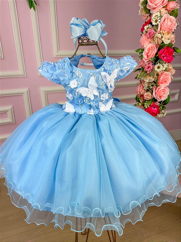 Vestido Marie Jardim Encantado Azul Bebê