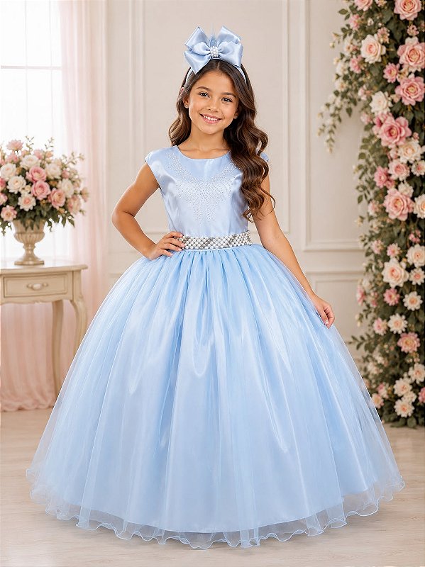 Vestido Marie Longo Larissa Azul Bebe