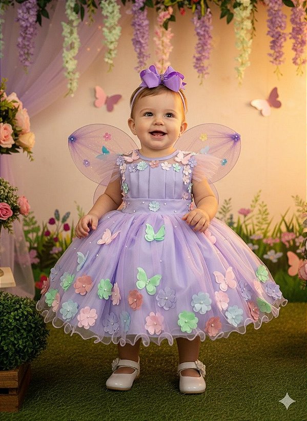 Vestido Marie Jardim Encantado Isis Luxinho Lilas