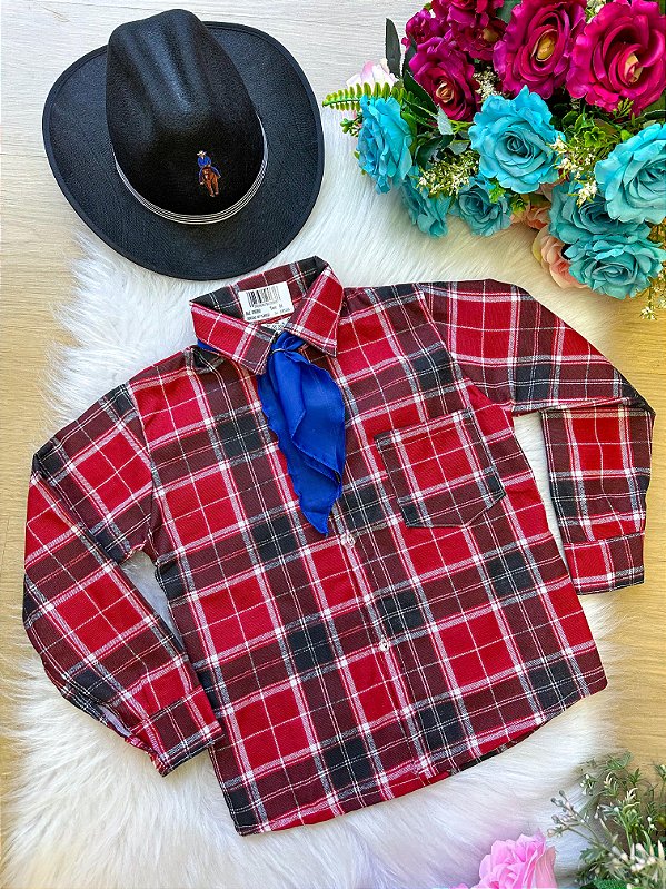 Camisa Xadrez Vermelha/Flanelada João com lenço