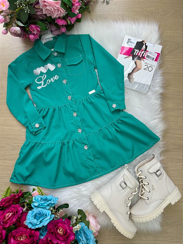 Vestido Inverno Blogueirinha Carla Verde Tiffany