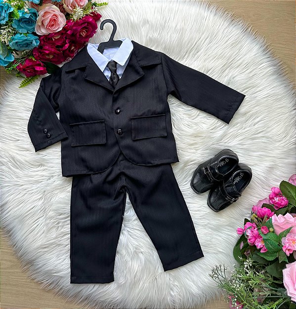 Conjunto Miss Cherry Social Terno - Blaizer e Calça Listrado Matheus Preto